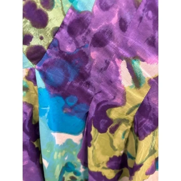 Jones New York Plus Size Colorful Faux Wrap Sleeveless Cotton Lined Dress 16 - Picture 3 of 3